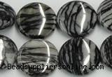 CTJ09 16 inches 20mm flat round black water jasper beads wholesale