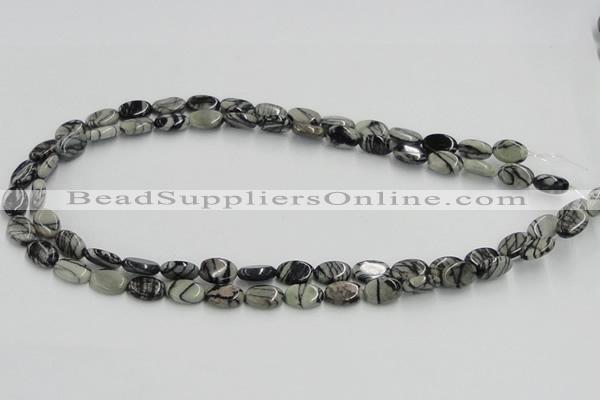 CTJ10 16 inches 8*12mm oval black water jasper beads wholesale