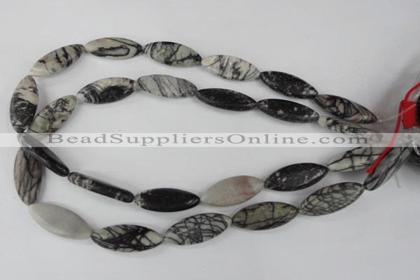 CTJ211 15.5 inches 12*28mm marquise black water jasper beads wholesale