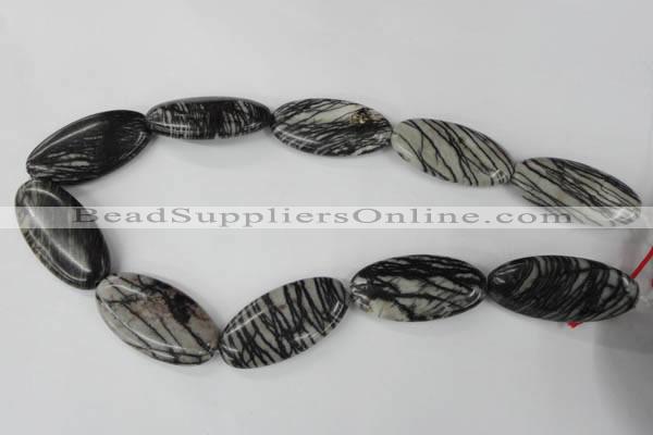 CTJ226 15.5 inches 20*40mm oval black water jasper beads wholesale