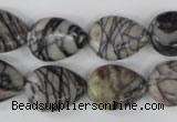 CTJ230 15.5 inches 13*18mm flat teardrop black water jasper beads