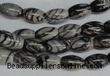 CTJ38 15.5 inches 8*12mm rice black water jasper beads wholesale