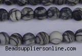 CTJ401 15.5 inches 6mm round matte black water jasper beads