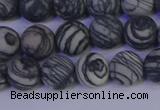 CTJ402 15.5 inches 8mm round matte black water jasper beads