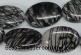 CTJ44 15.5 inches 18*25mm oval black water jasper beads wholesale