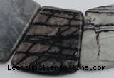 CTJ75 Top drilled 20*25mm - 26*32mm trapezoid black water jasper beads