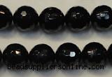 CTO110 15.5 inches 12mm faceted round natural black tourmaline beads