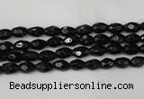 CTO115 15.5 inches 4*6mm faceted rice black tourmaline beads