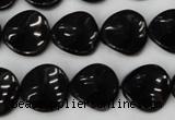 CTO129 15.5 inches 16mm twisted coin black tourmaline beads