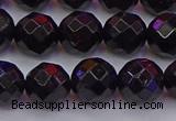 CTO138 15.5 inches 10mm faceted round black tourmaline beads