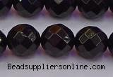 CTO139 15.5 inches 12mm faceted round black tourmaline beads