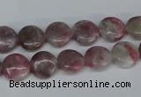 CTO202 15.5 inches 10mm flat round pink tourmaline gemstone beads