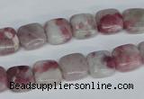 CTO208 15.5 inches 16*16mm square pink tourmaline gemstone beads