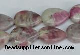 CTO214 15.5 inches 13*18mm flat teardrop pink tourmaline gemstone beads