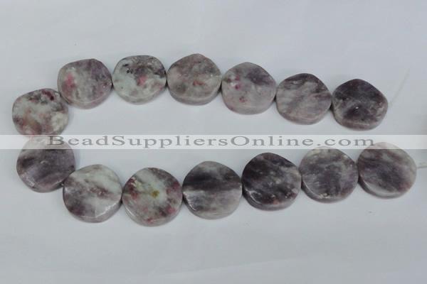 CTO234 15.5 inches 30mm wavy coin tourmaline gemstone beads