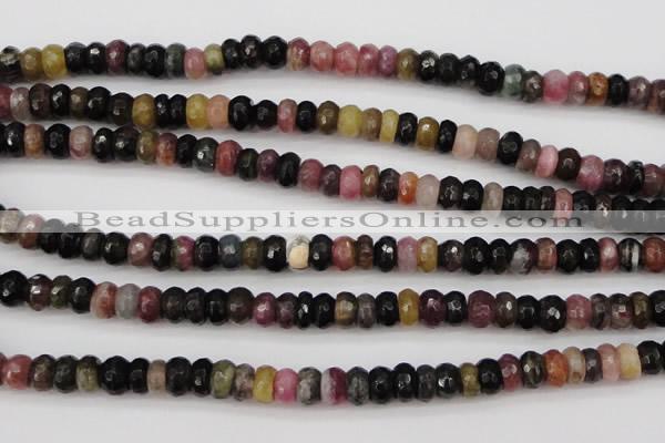 CTO376 15.5 inches 4*6mm faceted rondelle natural tourmaline beads