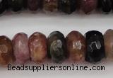 CTO378 15.5 inches 6*10mm faceted rondelle natural tourmaline beads