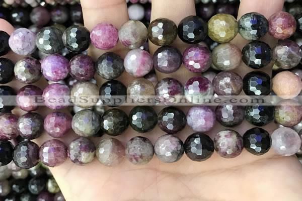 CTO678 15.5 inches 10mm faceted round natural tourmaline beads