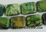 CTP10 15.5 inches 15*20mm rectangle yellow green pine gemstone beads