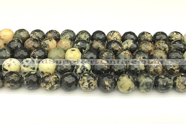 CTP233 15 inches 10mm faceted round yellow turquoise beads