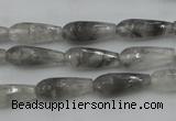 CTR03 15.5 inches 6*16mm faceted teardrop cloudy quartz beads