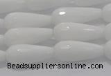 CTR105 15.5 inches 8*20mm faceted teardrop white porcelain beads