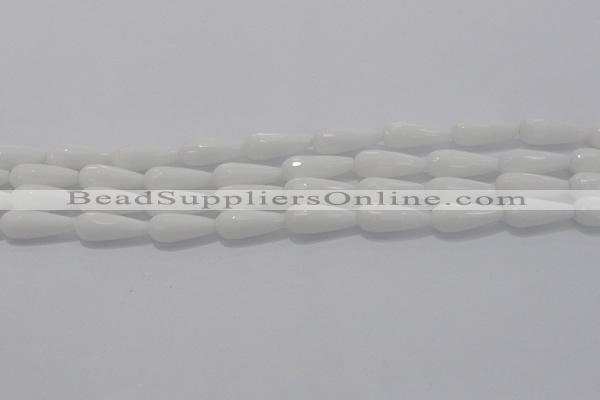 CTR105 15.5 inches 8*20mm faceted teardrop white porcelain beads