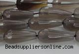 CTR106 15.5 inches 8*20mm faceted teardrop grey agate beads