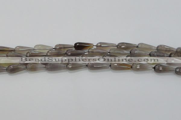 CTR106 15.5 inches 8*20mm faceted teardrop grey agate beads