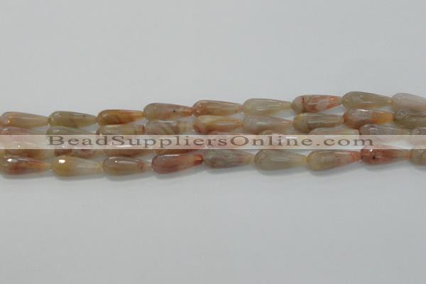 CTR107 15.5 inches 8*20mm faceted teardrop yellow agate beads