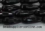 CTR109 15.5 inches 8*20mm faceted teardrop black agate beads