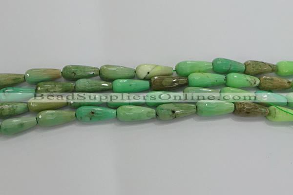 CTR113 15.5 inches 8*20mm faceted teardrop grass agate beads