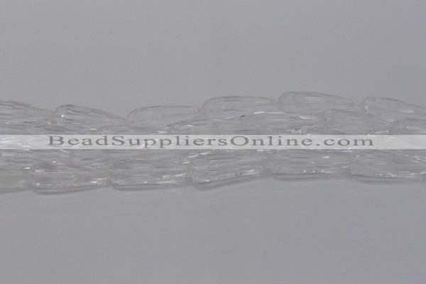 CTR130 15.5 inches 10*30mm faceted teardrop white crystal beads