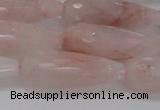 CTR132 15.5 inches 10*30mm faceted teardrop pink quartz beads