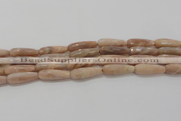 CTR138 15.5 inches 10*30mm faceted teardrop moonstone gemstone beads