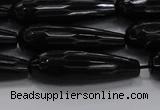 CTR145 15.5 inches 10*30mm faceted teardrop black agate beads