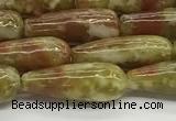 CTR152 15.5 inches 6*16mm teardrop green dragon serpentine jasper beads