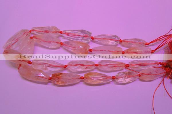 CTR201 15*30mm - 18*45mm faceted teardrop citrine gemstone beads