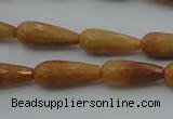 CTR21 15.5 inches 8*20mm faceted teardrop yellow jade beads