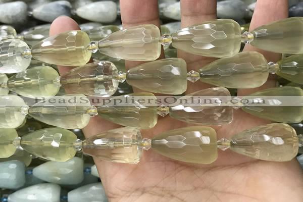 CTR352 15.5 inches 15*25mm faceted teardrop lemon quartz beads