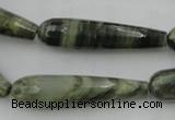 CTR49 15.5 inches 10*40mm faceted teardrop green hair stone beads