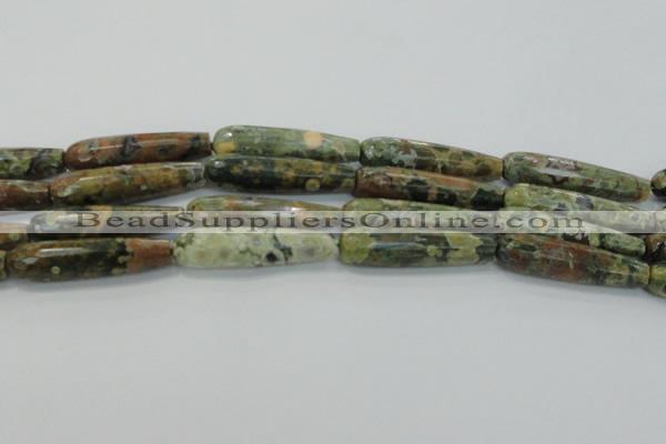 CTR59 15.5 inches 10*40mm faceted teardrop rhyolite gemstone beads