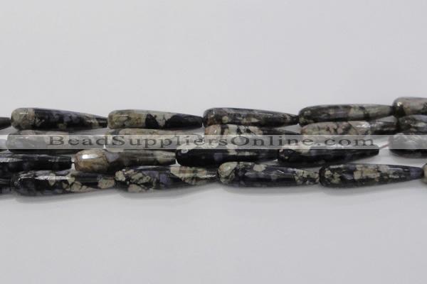 CTR60 15.5 inches 10*40mm faceted teardrop grey opal gemstone beads