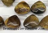 CTR611 Top drilled 10*10mm faceted briolette yellow tiger eye beads