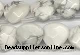 CTR633 Top drilled 13*13mm faceted briolette white howlite beads