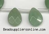 CTR666 Top drilled 10*14mm faceted briolette green aventurine beads