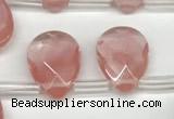 CTR691 Top drilled 12*16mm faceted briolette cherry quartz beads