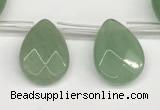 CTR696 Top drilled 12*16mm faceted briolette green aventurine beads