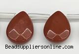 CTR698 Top drilled 12*16mm faceted briolette red jasper beads