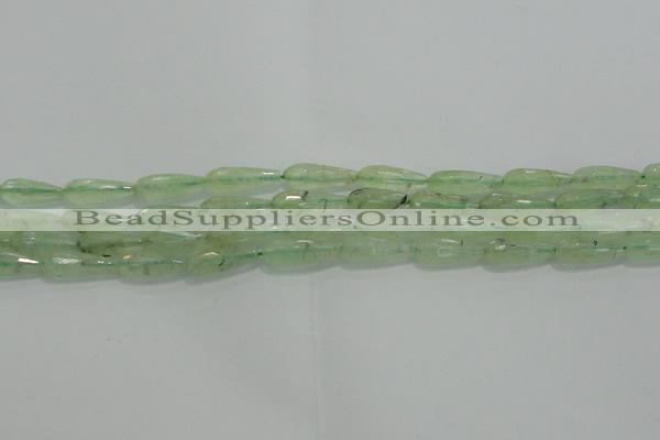 CTR72 15.5 inches 6*16mm faceted teardrop green rutilated quartz beads